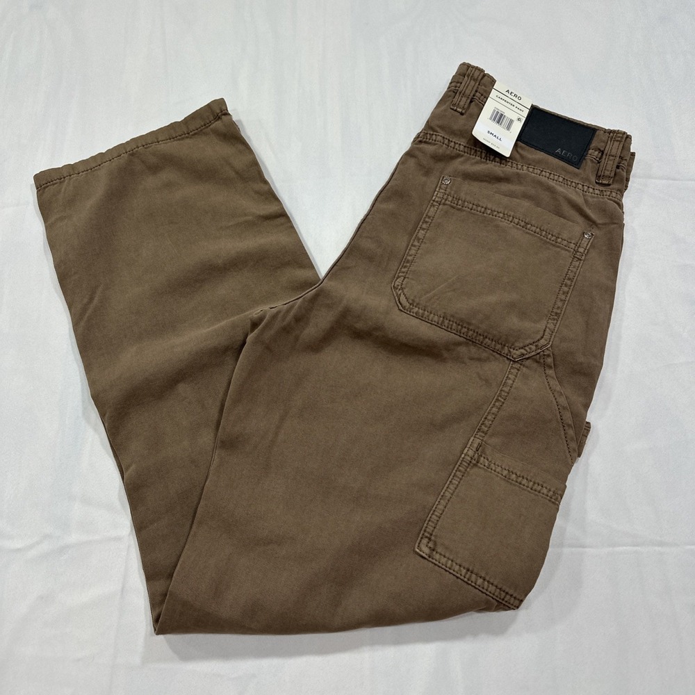 Aero Brown Carpenter Canvas Straight Leg Pants Men' Small 30 X 30 NWT READ